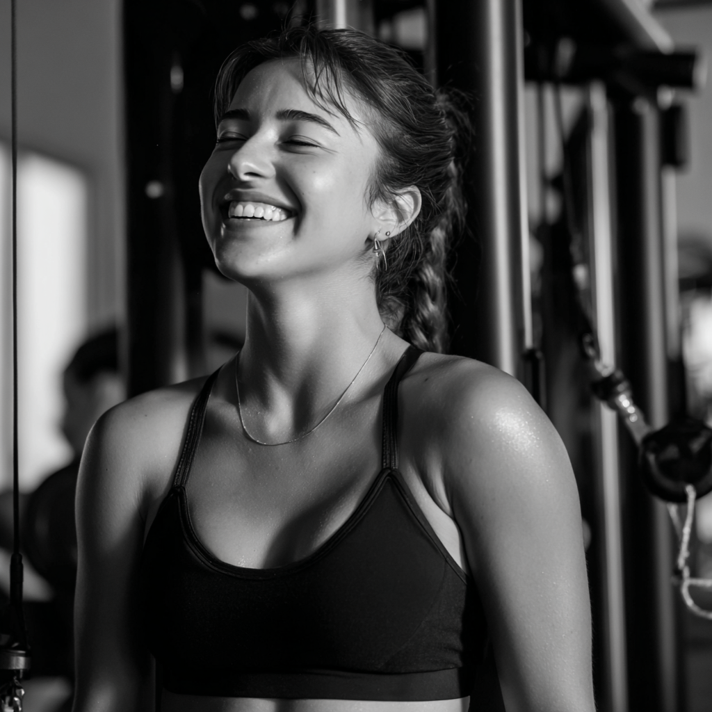 Happy Colombian adults practicing functional training exercises in a modern gym setting