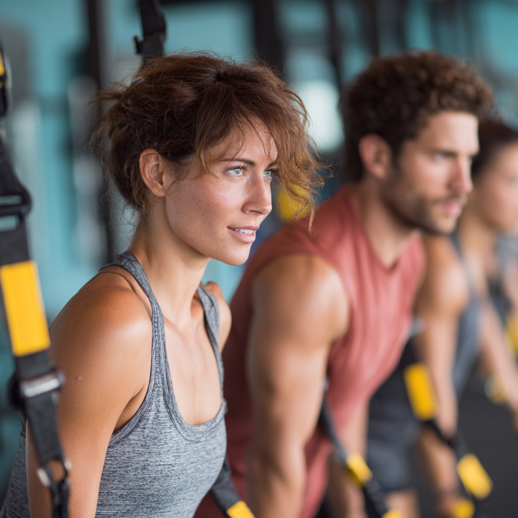 Colombian adults demonstrating balance and stability exercises in a peaceful outdoor environment